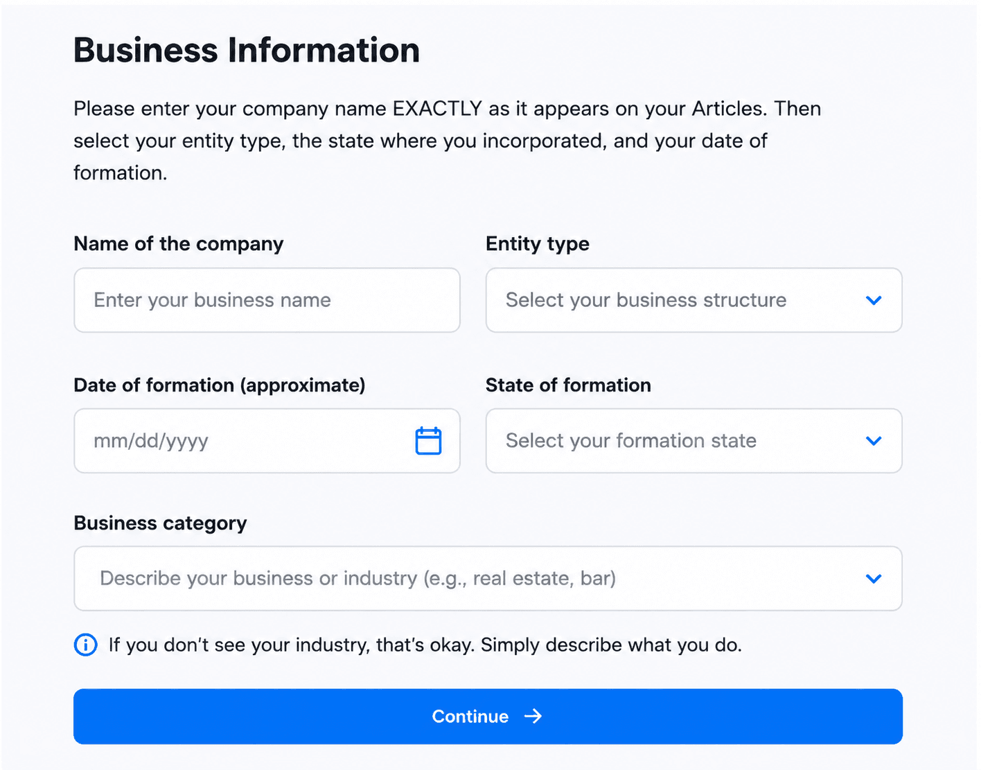 Business Information Form