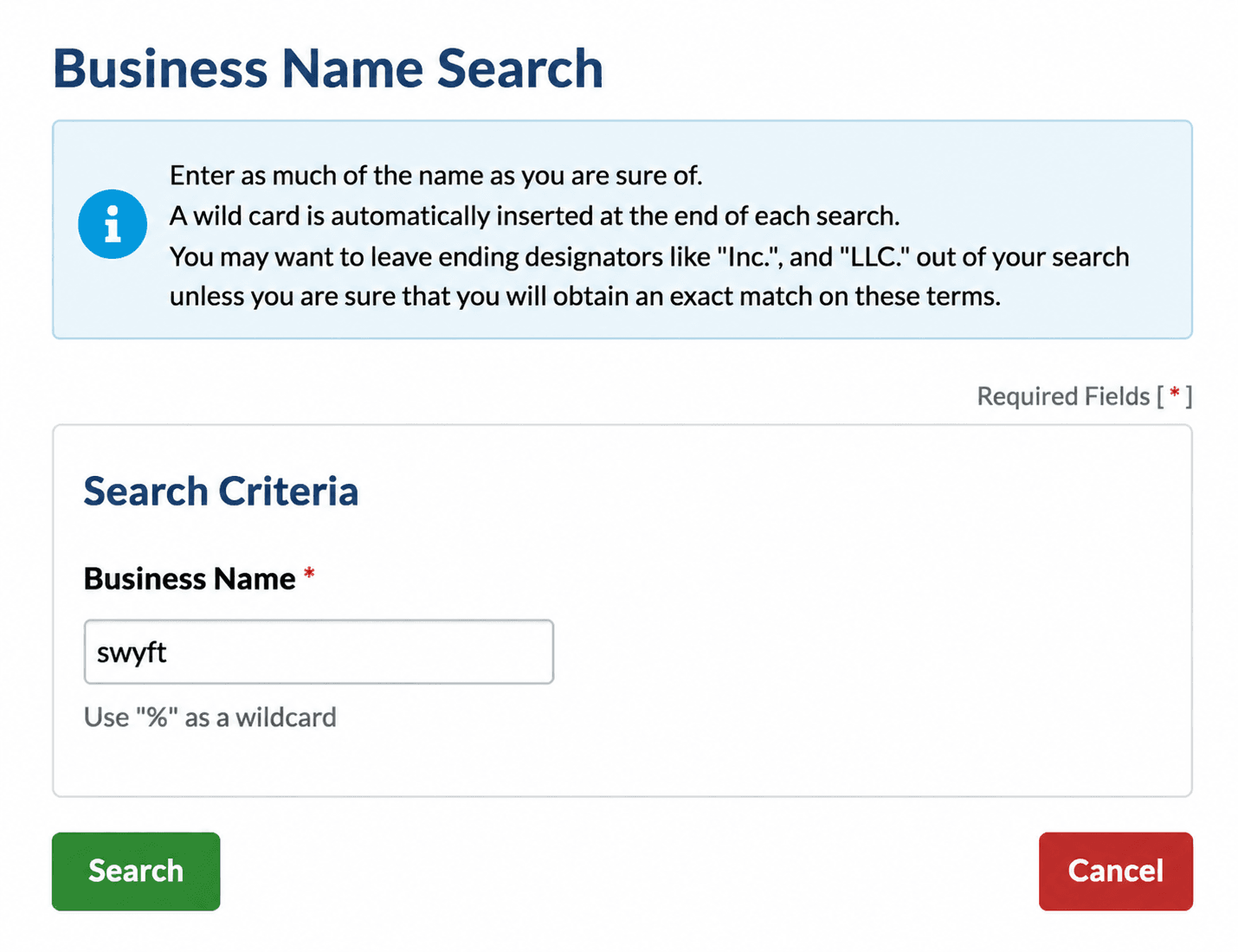 Business Name Search