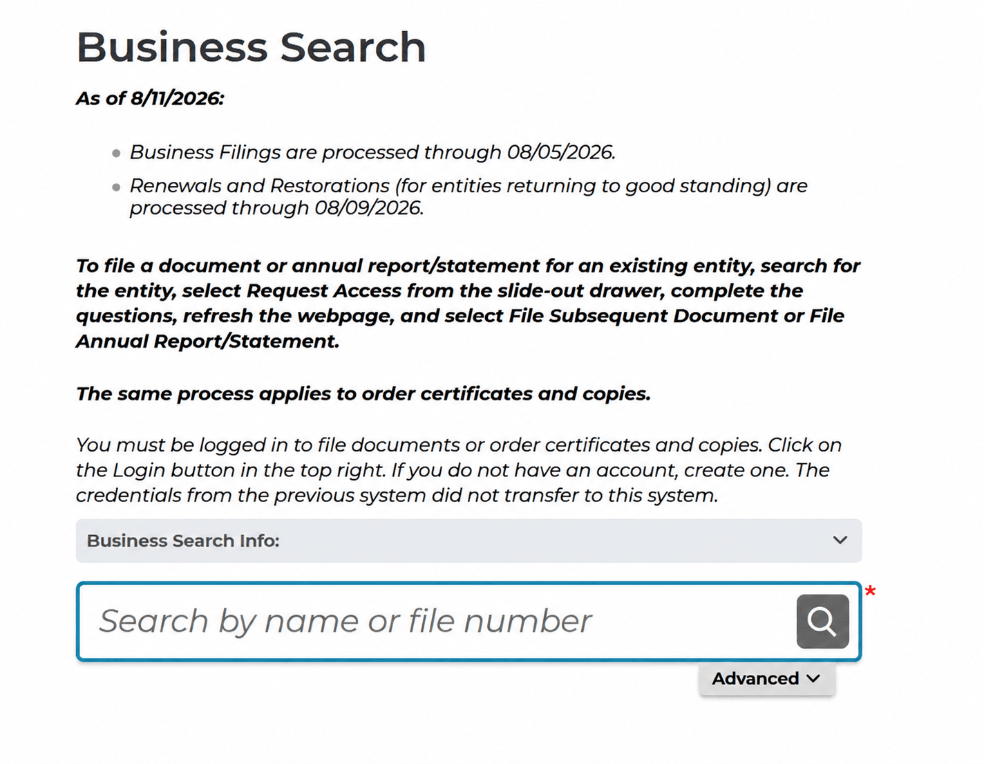 Business Search Government Portal Mockup