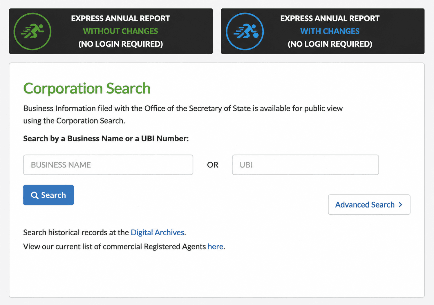 Corporation Search Web Interface