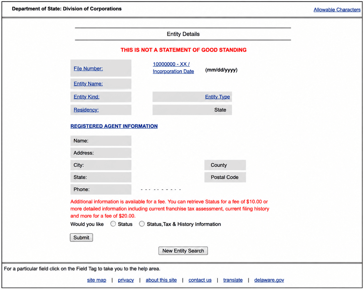 Delaware entity details