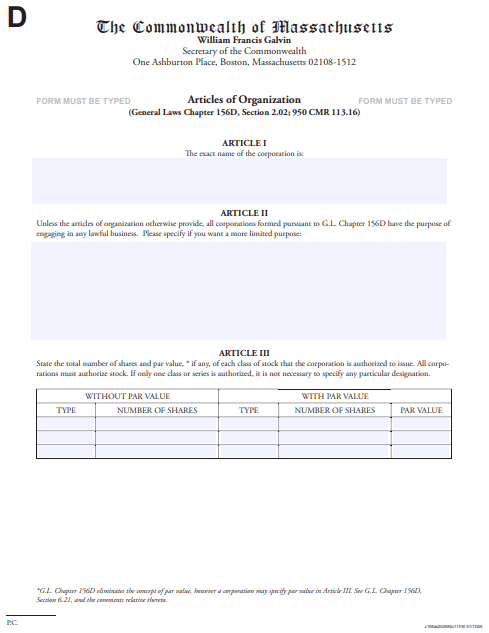 File Your Articles of Organization With the Massachusetts Secretary of the Commonwealth