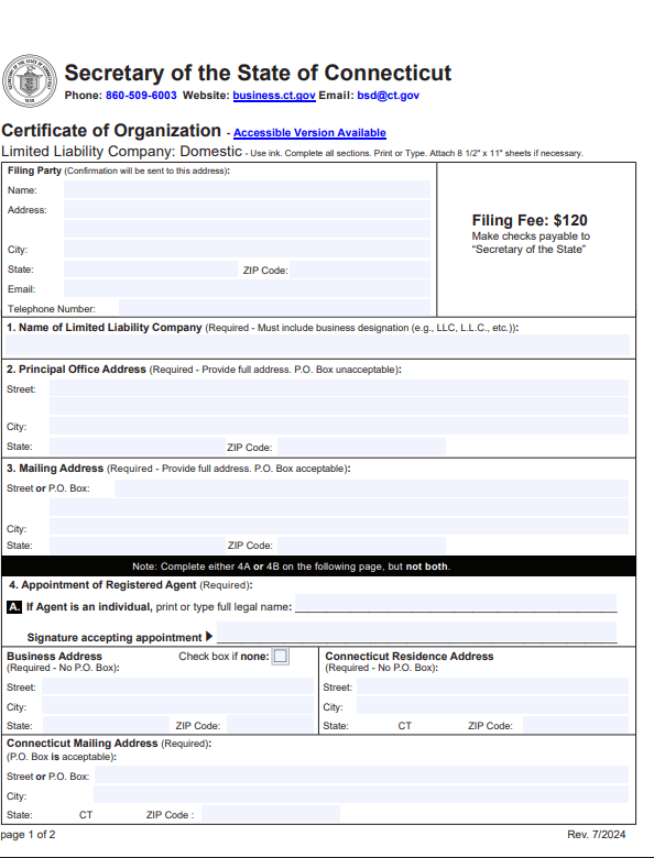 File Your Connecticut Certificate of Organization