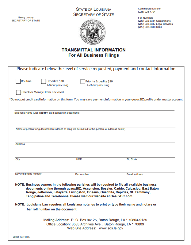 File Your Louisiana Articles of Incorporation