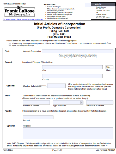  File Your Ohio Articles of Incorporation