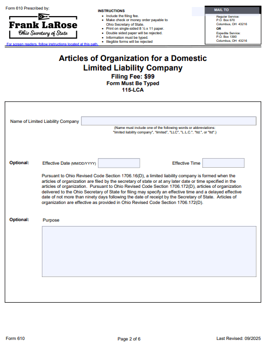  File Your Ohio Articles of Organization