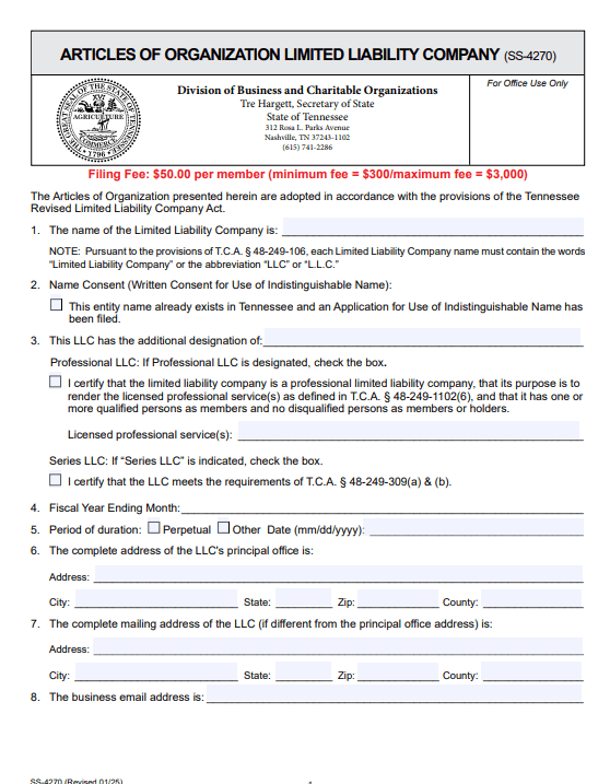 File Your Tennessee Articles of Organization