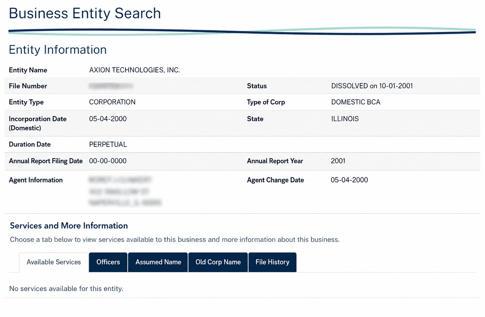 Government Business Entity Search Page