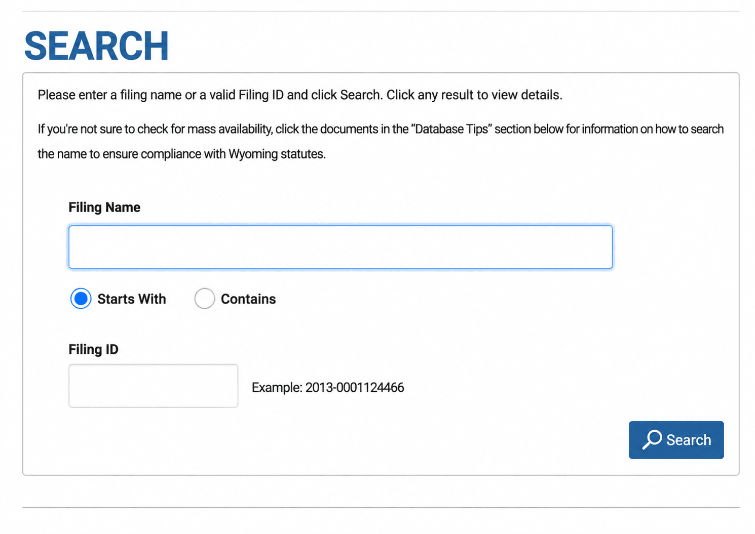 Government Database Search Form