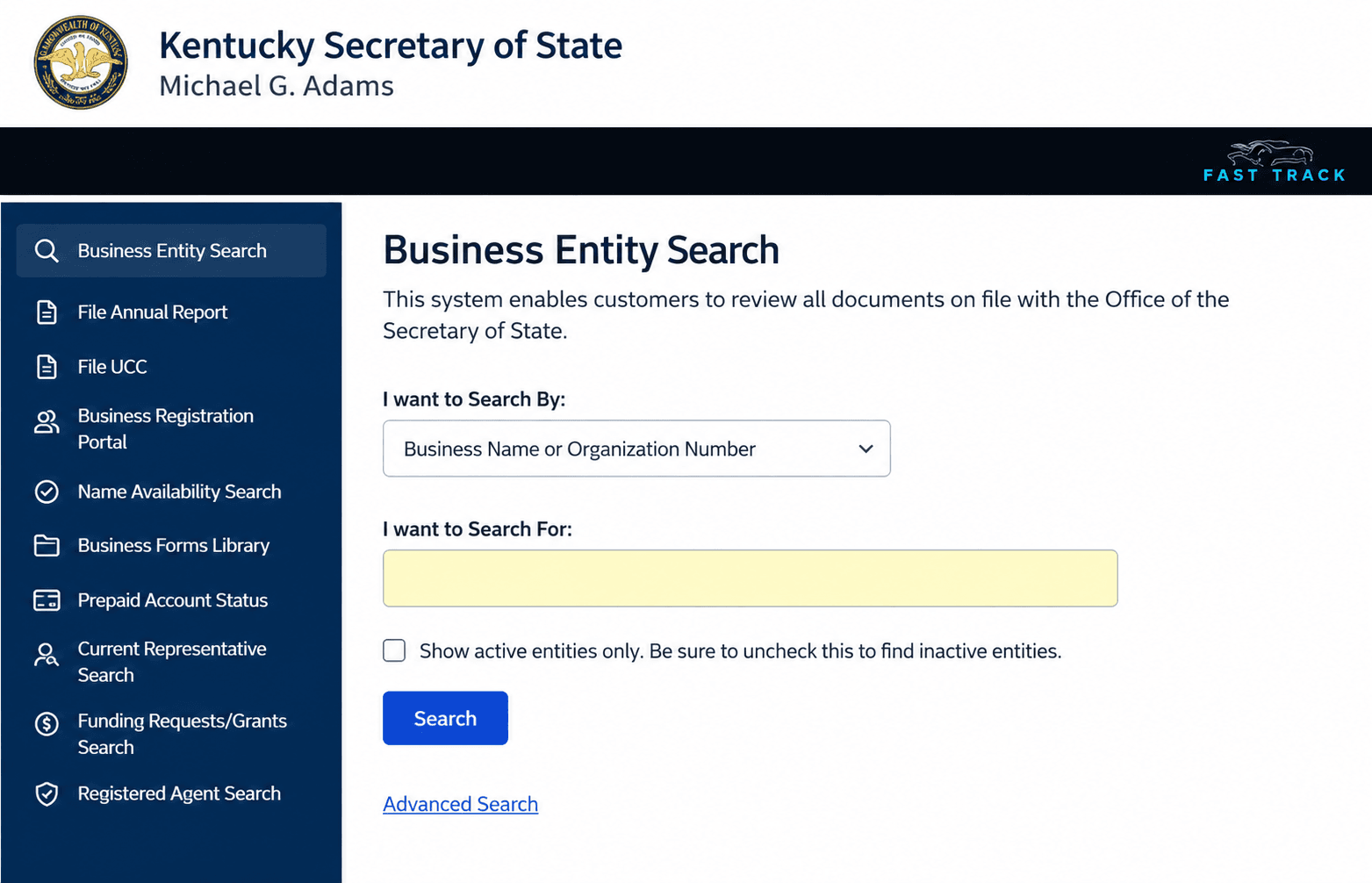 Kentucky Business Entity Search Portal