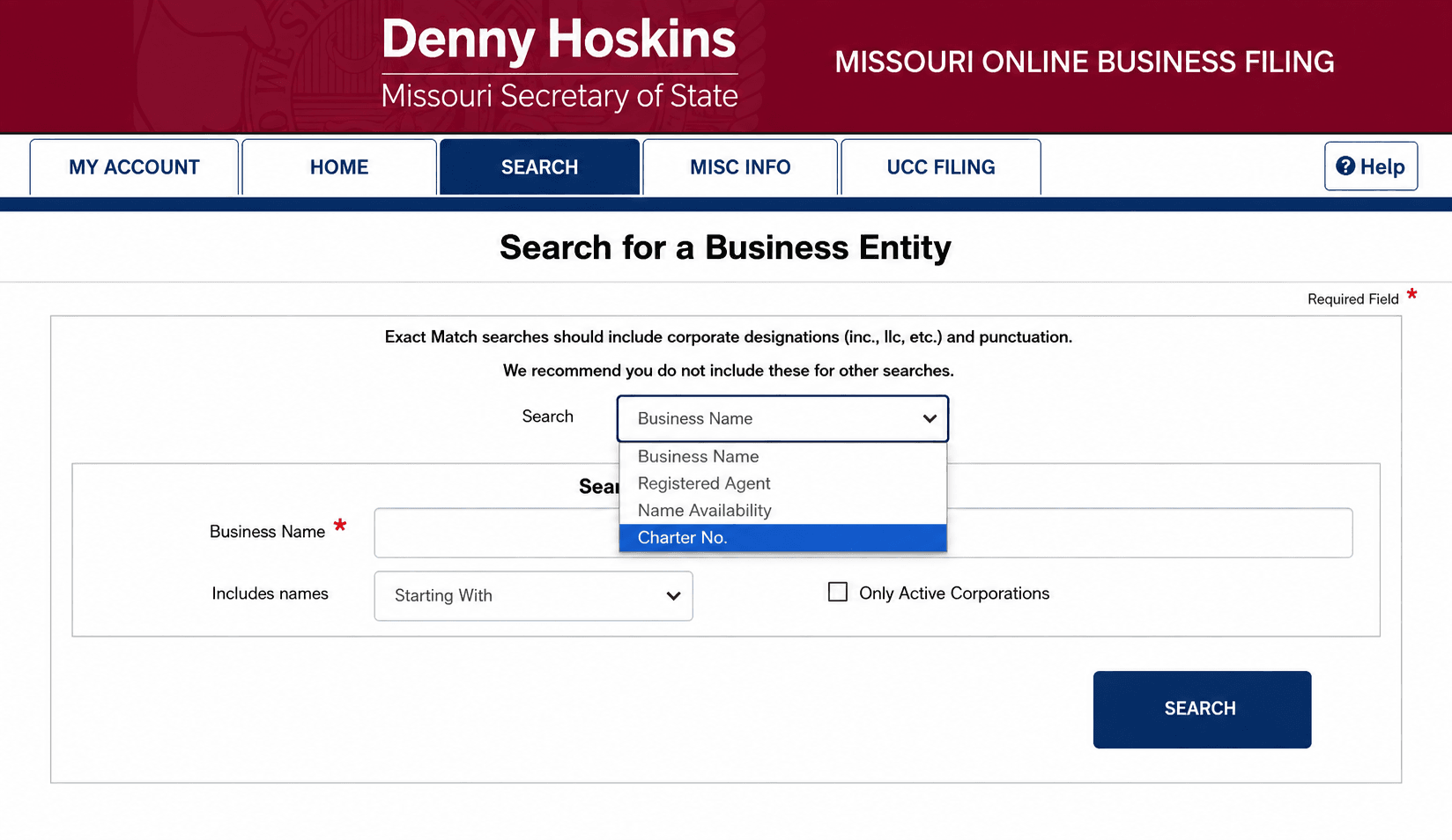 Missouri Business Filing Search