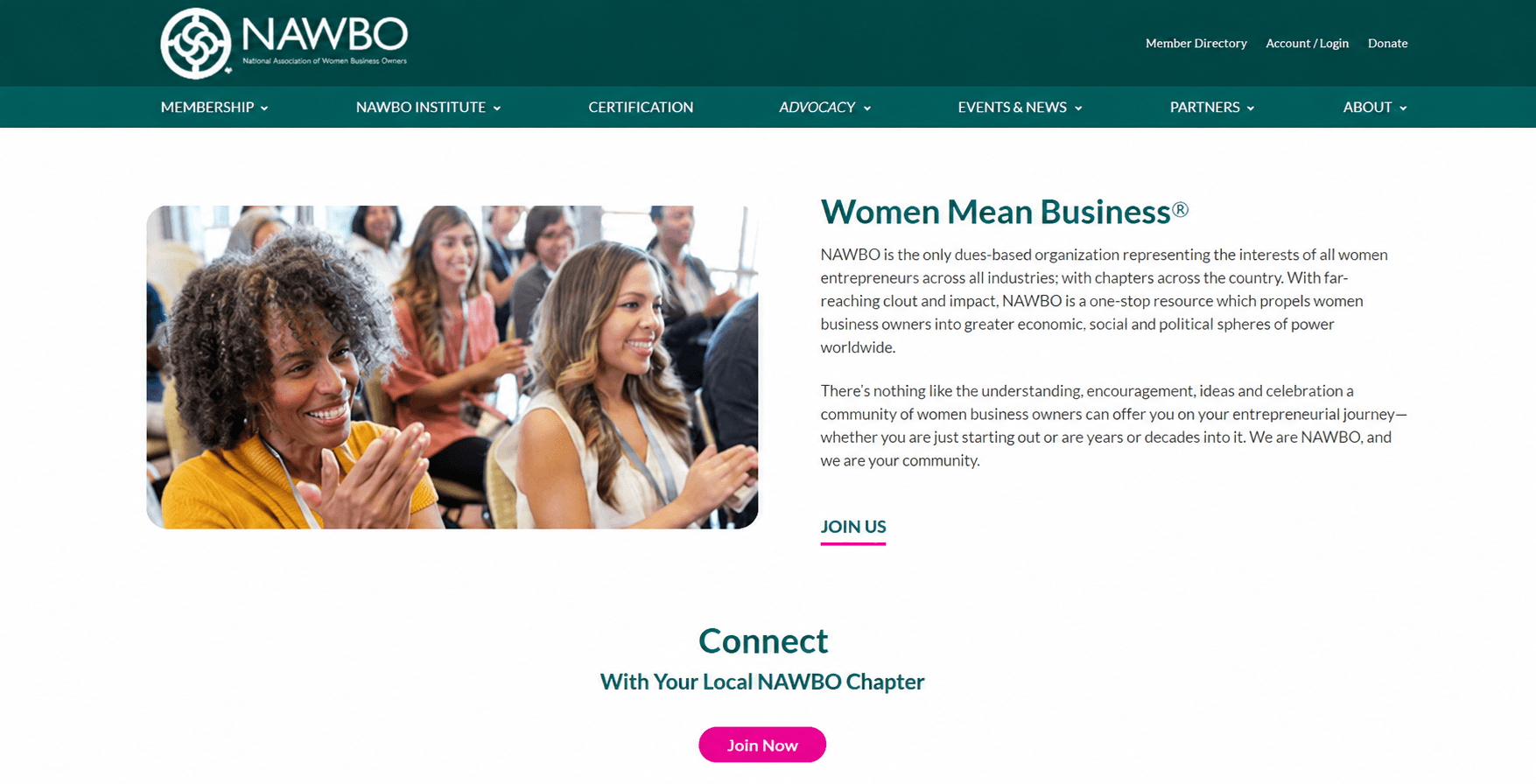 A reference image of the NAWBO page showing where to find the “Join now” button