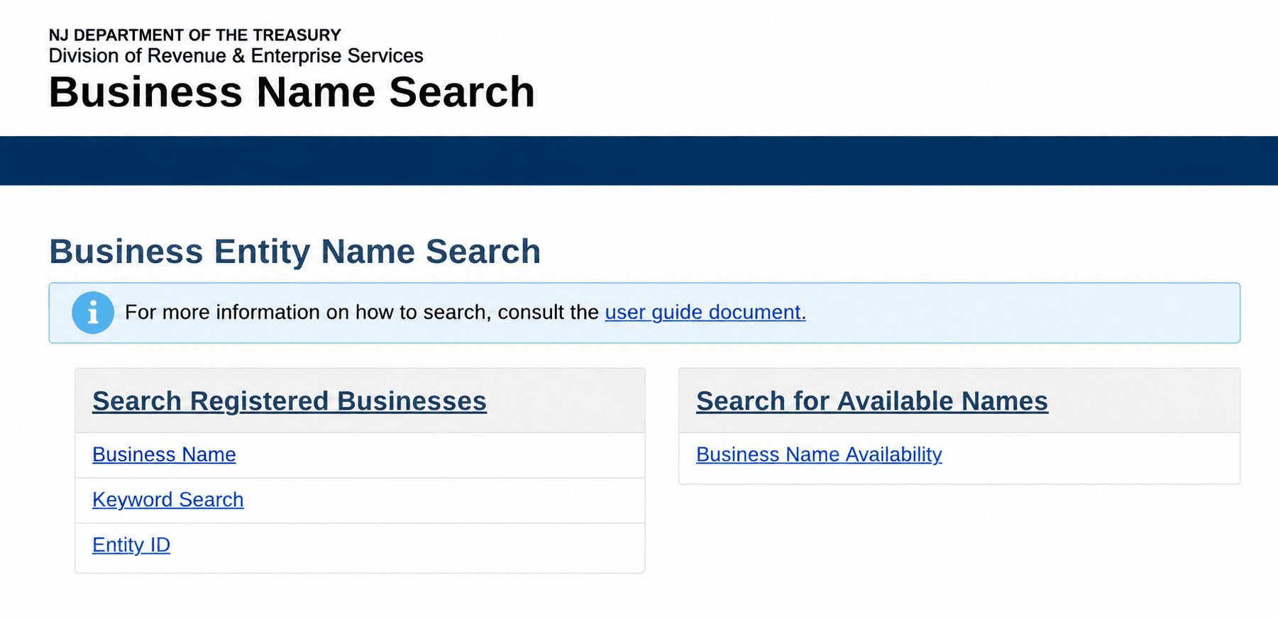 NJ Business Name Search Portal