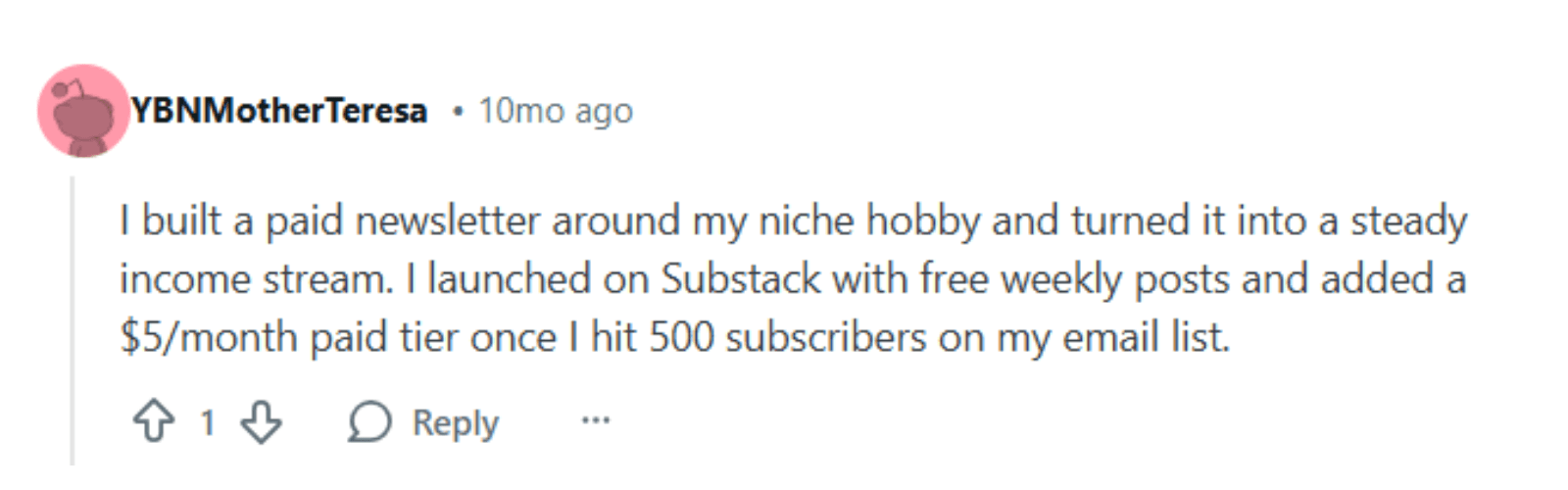 Reddit comment of a successful writer