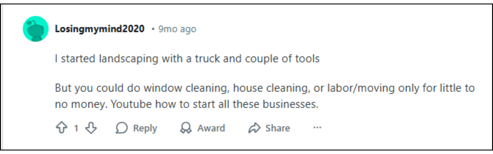 Reddit user comment
