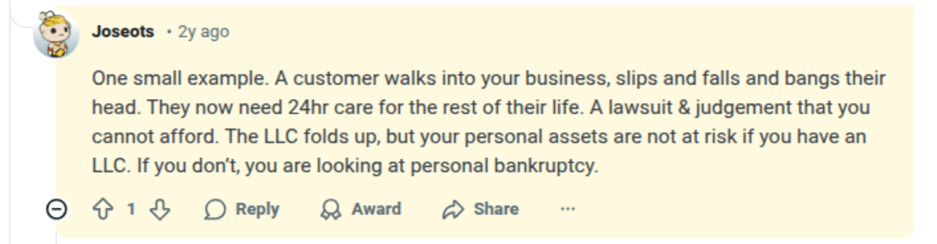 Redditor comment