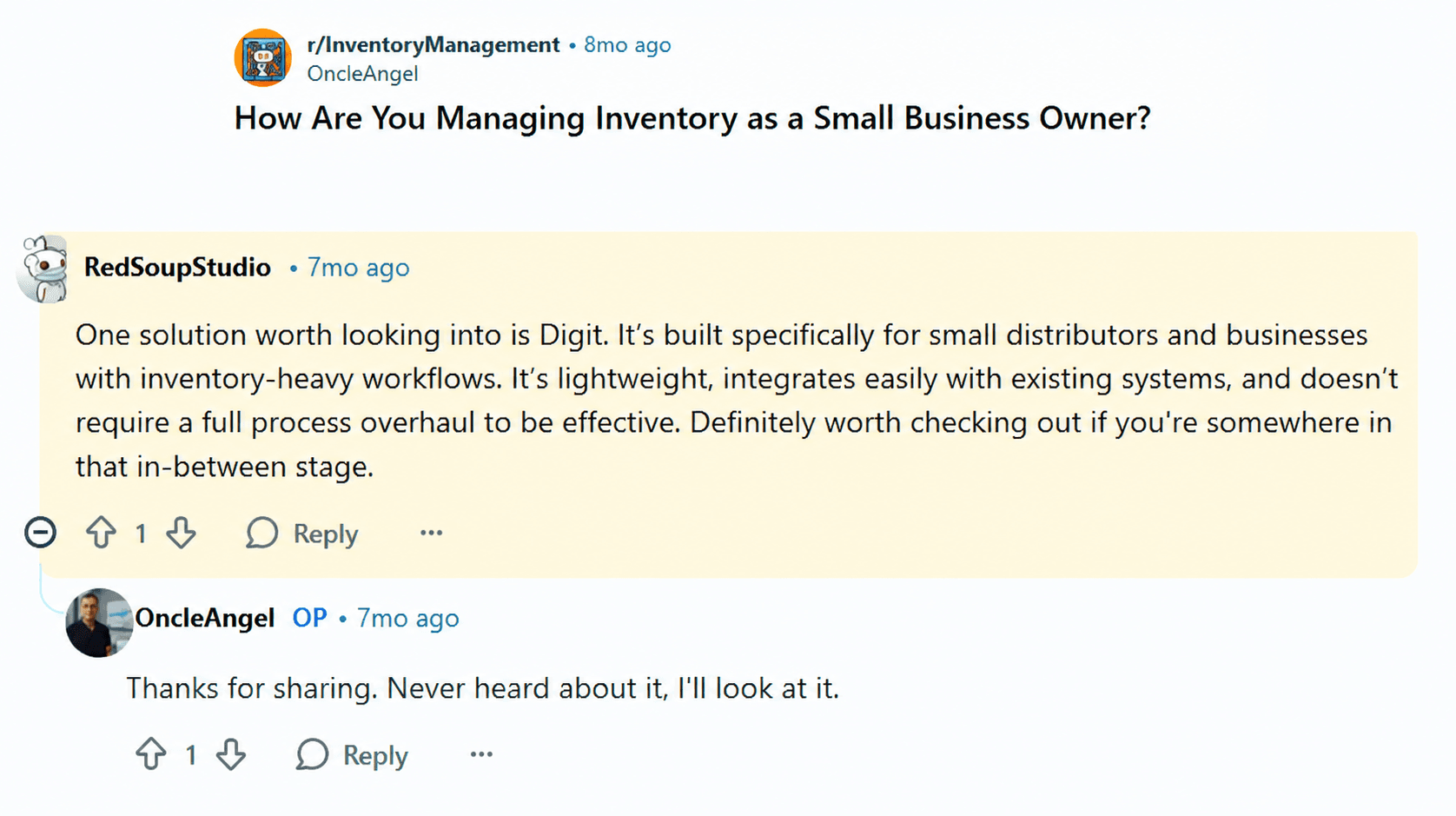 Small Business Inventory Discussion