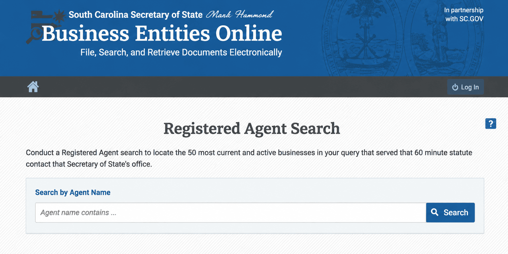 South Carolina Registered Agent Search