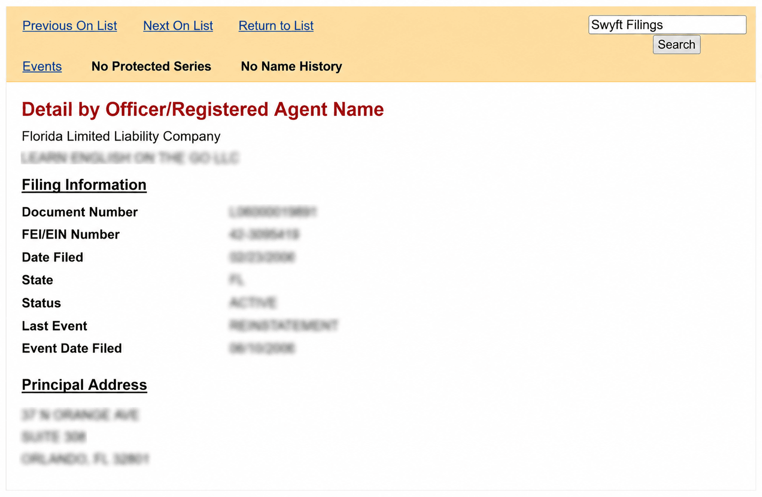 registerd agent name