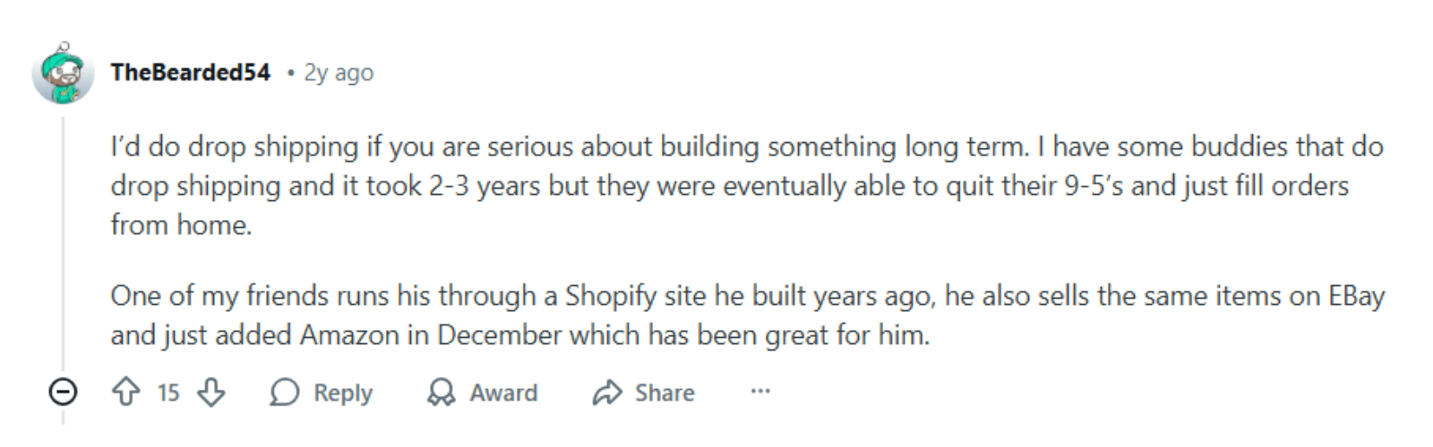 success story of a Reddit Dropshipping business.